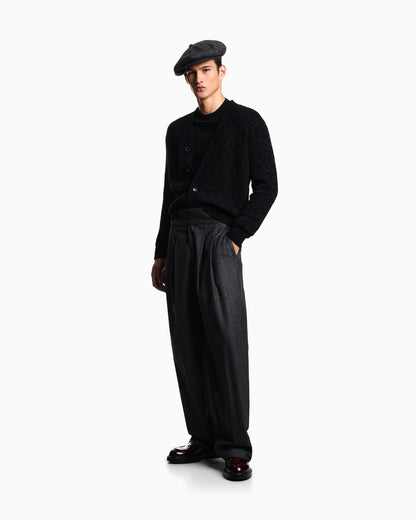 Emporio Armani Short-sleeved jumper in a seamless plain-knit virgin wool