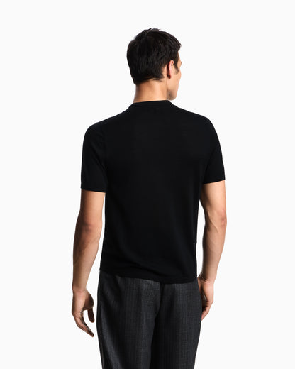 Emporio Armani Short-sleeved jumper in a seamless plain-knit virgin wool