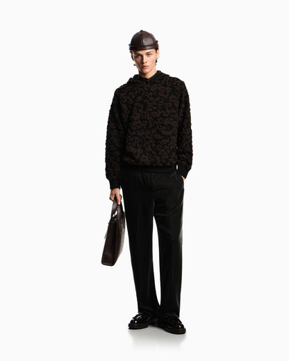 Emporio Armani Leopard jacquard virgin wool hooded jumper