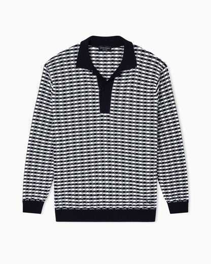 Emporio Armani Icon virgin-wool jumper with polo-shirt collar and embossed knit
