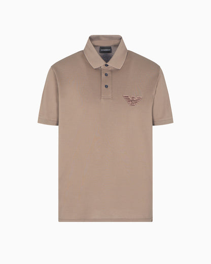 Emporio Armani Piqué jersey polo shirt with eagle patch