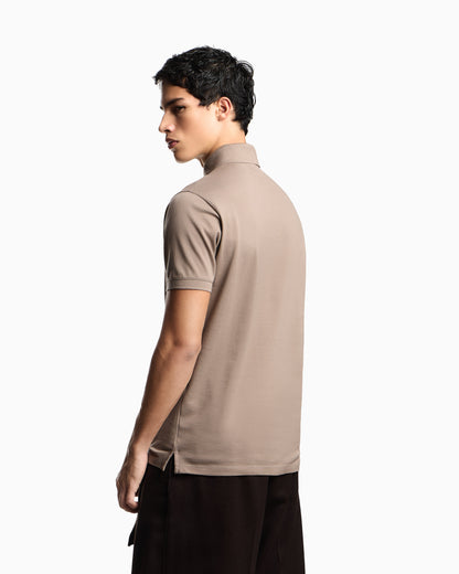 Emporio Armani Piqué jersey polo shirt with eagle patch