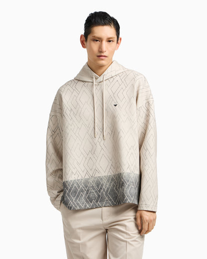 Emporio Armani ASV sweatshirt in double jersey with hood and all-over diamond print