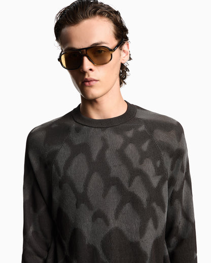Emporio Armani Plated ribbed viscose-blend jumper with an all-over design
