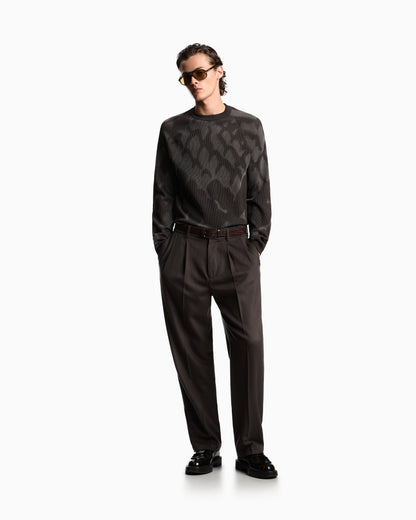 Emporio Armani Plated ribbed viscose-blend jumper with an all-over design