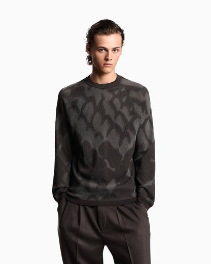 Emporio Armani Plated ribbed viscose-blend jumper with an all-over design