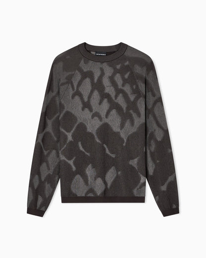 Emporio Armani Plated ribbed viscose-blend jumper with an all-over design