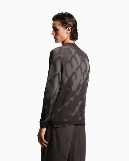Emporio Armani Plated ribbed viscose-blend jumper with an all-over design