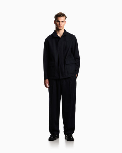 Emporio Armani Full-zip wool jersey pea coat