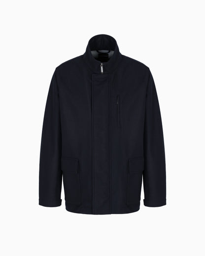 Emporio Armani Full-zip wool jersey pea coat