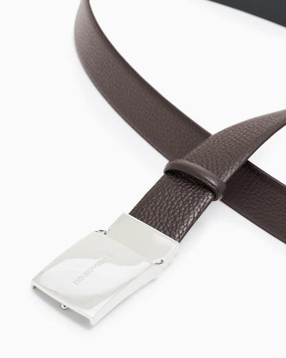 Emporio Armani Pebbled leather belt with plate
