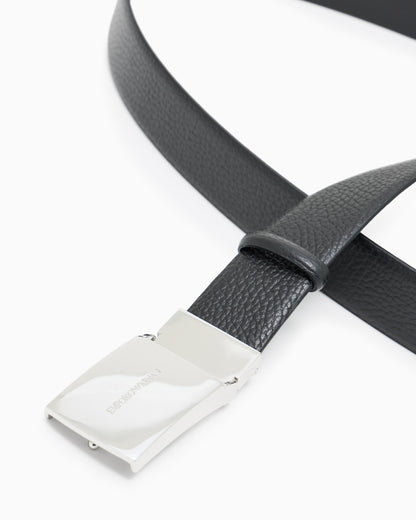 Emporio Armani Pebbled leather belt with plate