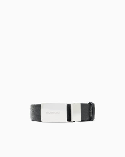Emporio Armani Pebbled leather belt with plate