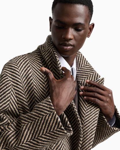 Emporio Armani Single-breasted coat in a chevron wool tweed