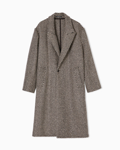 Emporio Armani Single-breasted coat in a chevron wool tweed