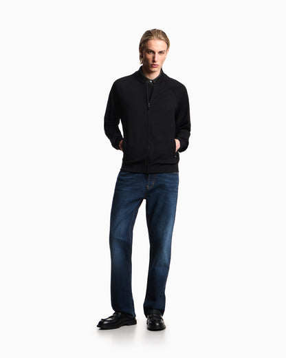 Emporio Armani Double diagonal weave stretch nylon jersey blouson