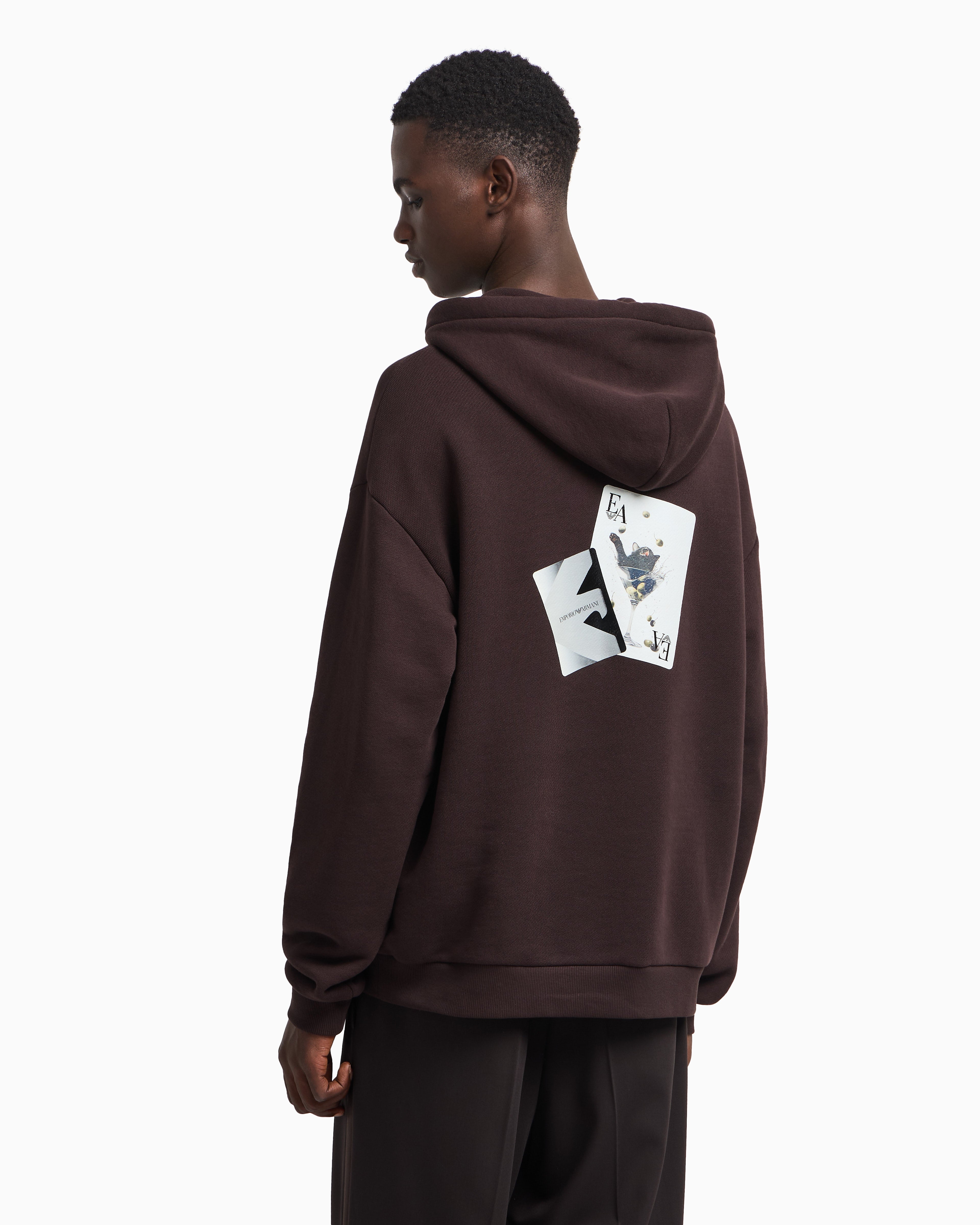 Emporio Armani ASV jersey twill sweatshirt with a playing cards print
