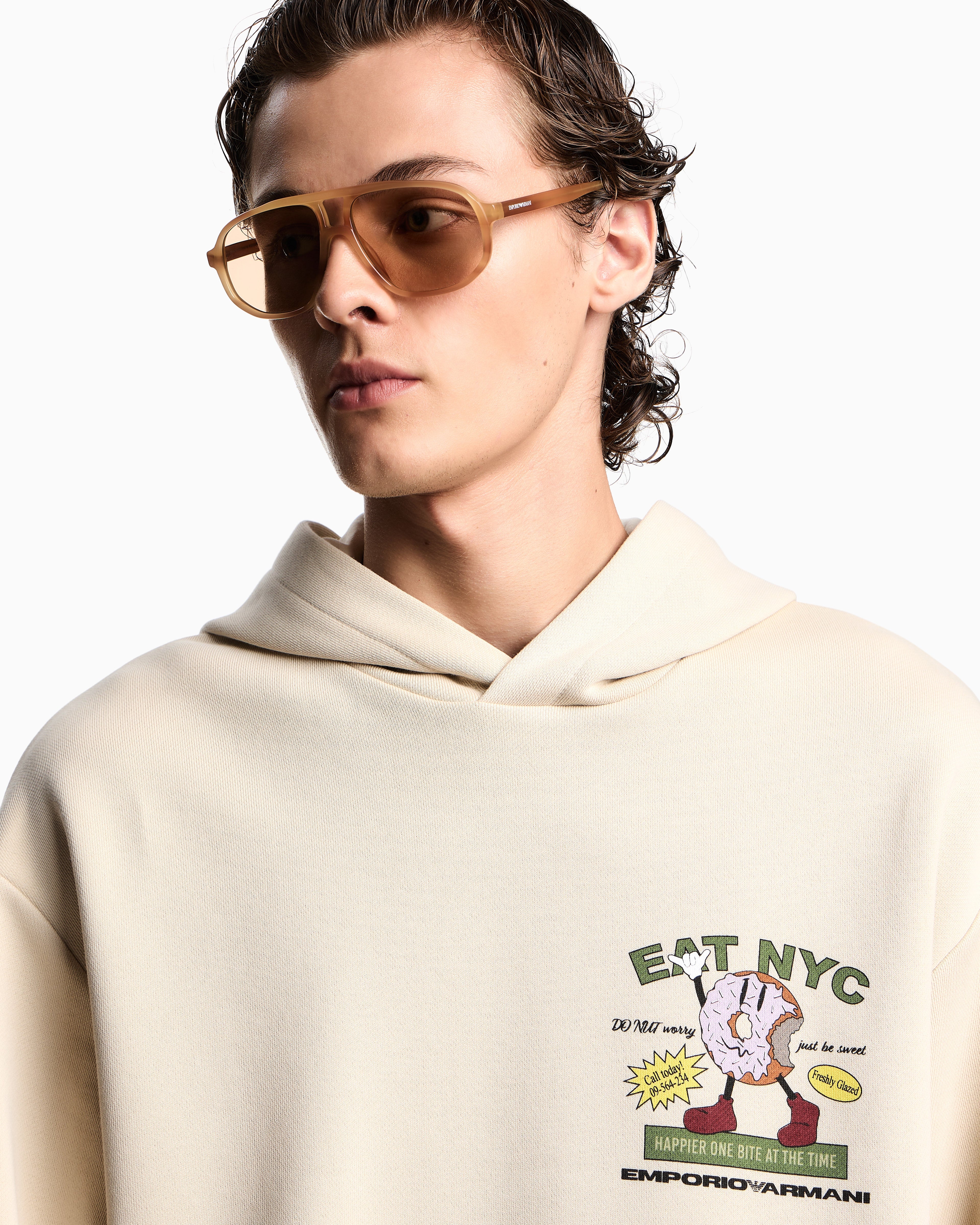 Emporio Armani New York Capsule Collection EAT NYC print jersey hooded sweatshirt