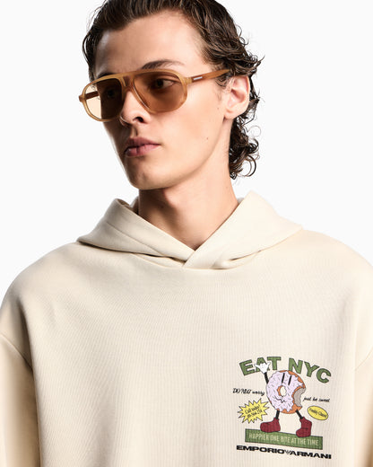 Emporio Armani New York Capsule Collection EAT NYC print jersey hooded sweatshirt