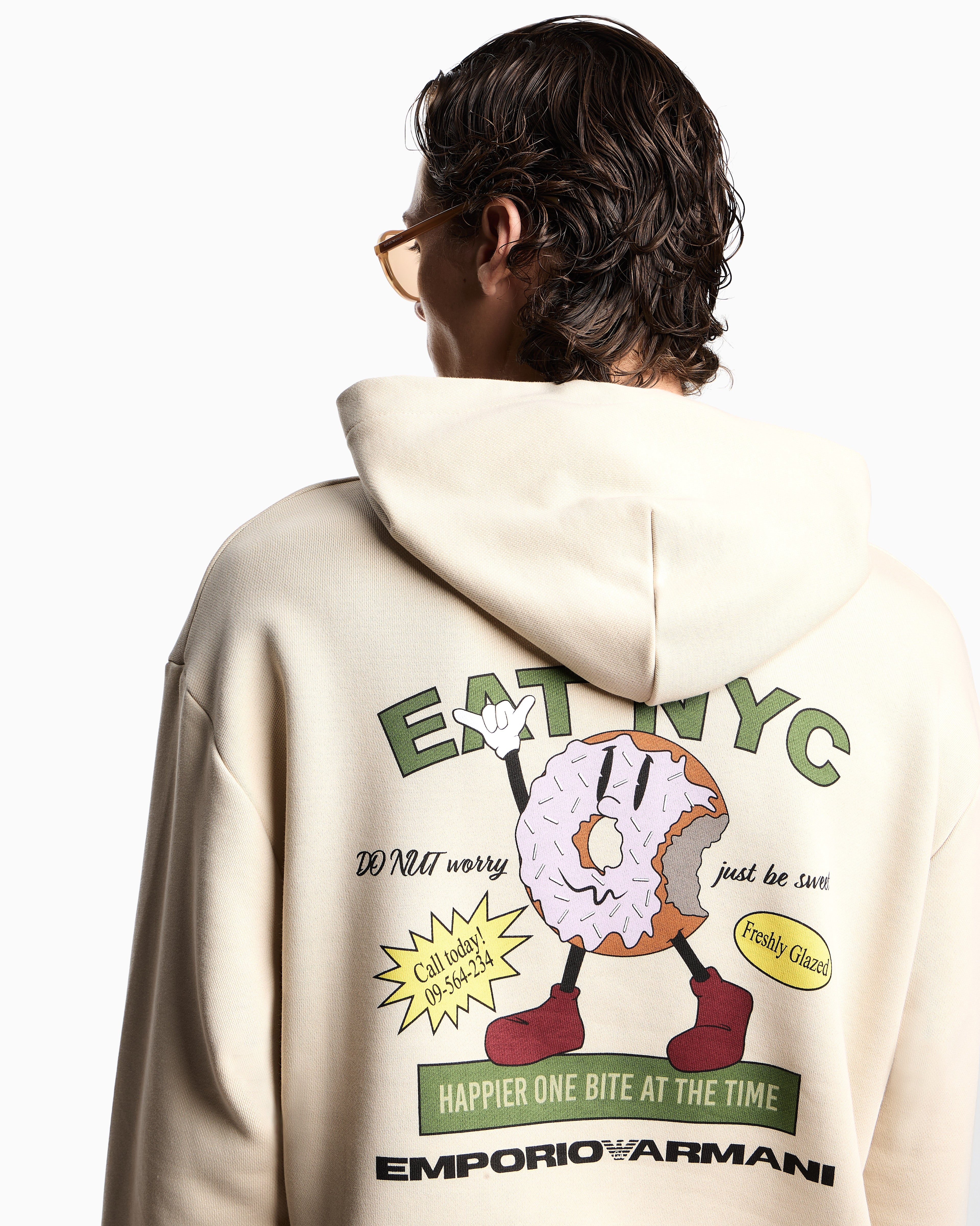 Emporio Armani New York Capsule Collection EAT NYC print jersey hooded sweatshirt