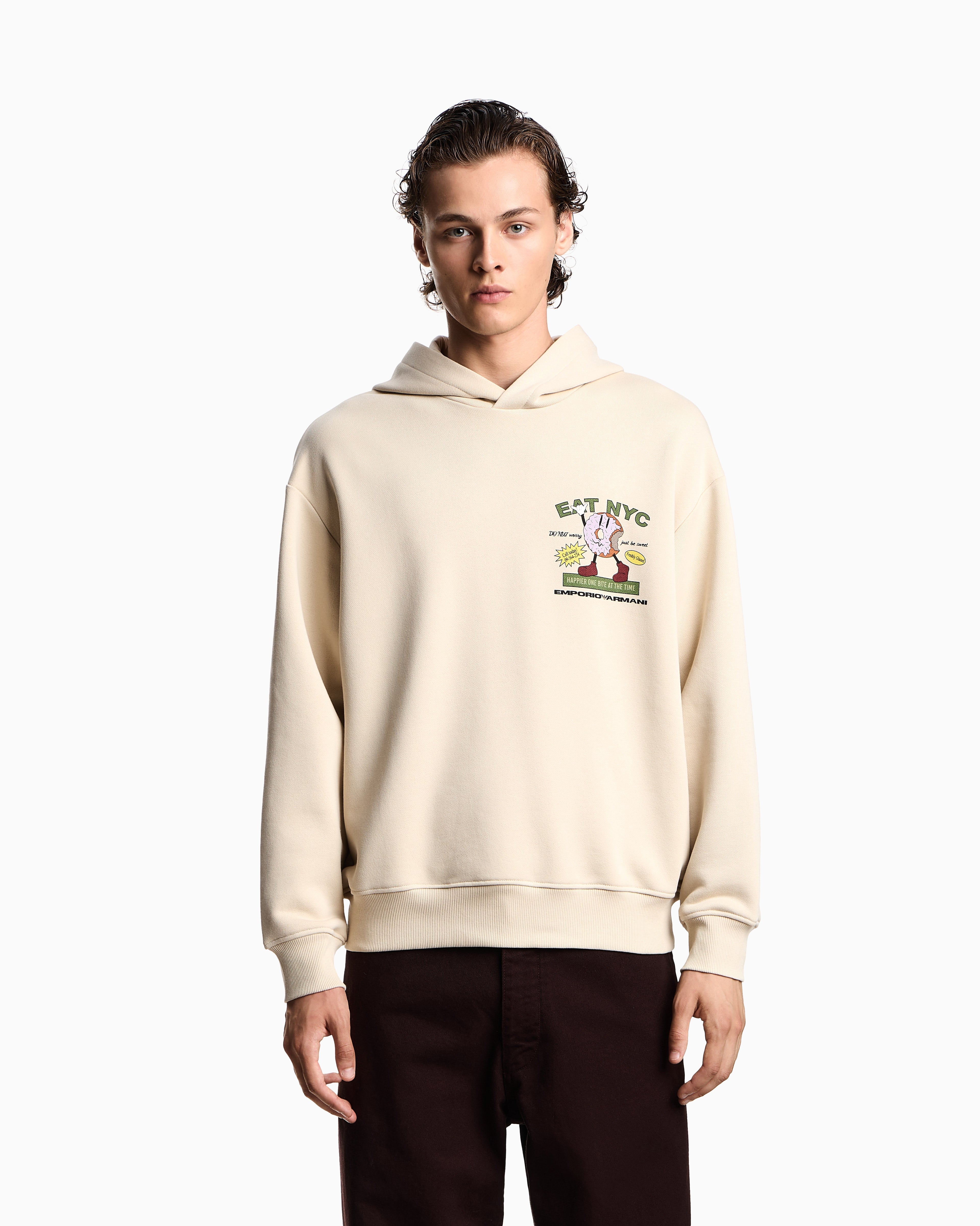 Emporio Armani New York Capsule Collection EAT NYC print jersey hooded sweatshirt