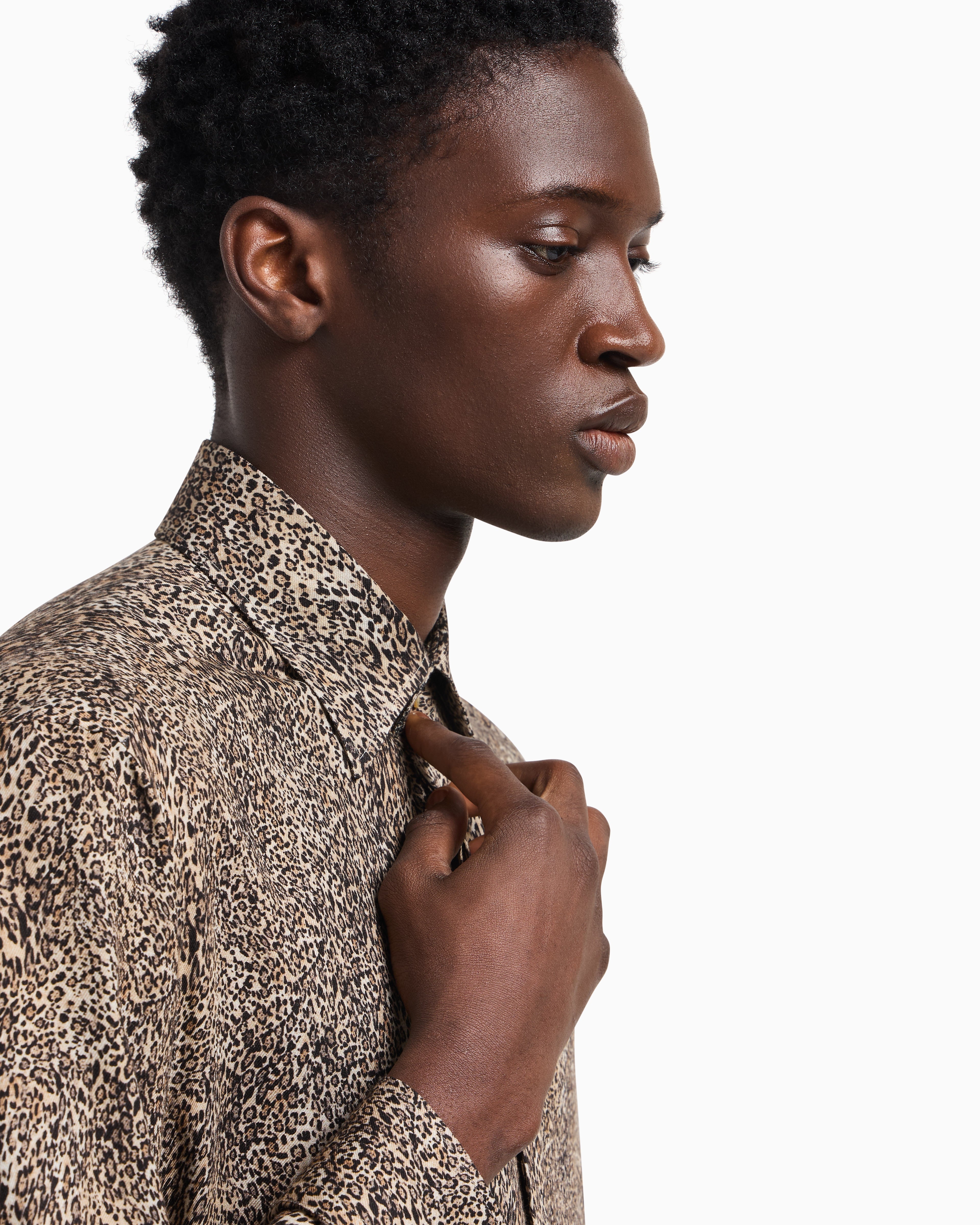 Emporio Armani Fluid-fabric shirt with animal print