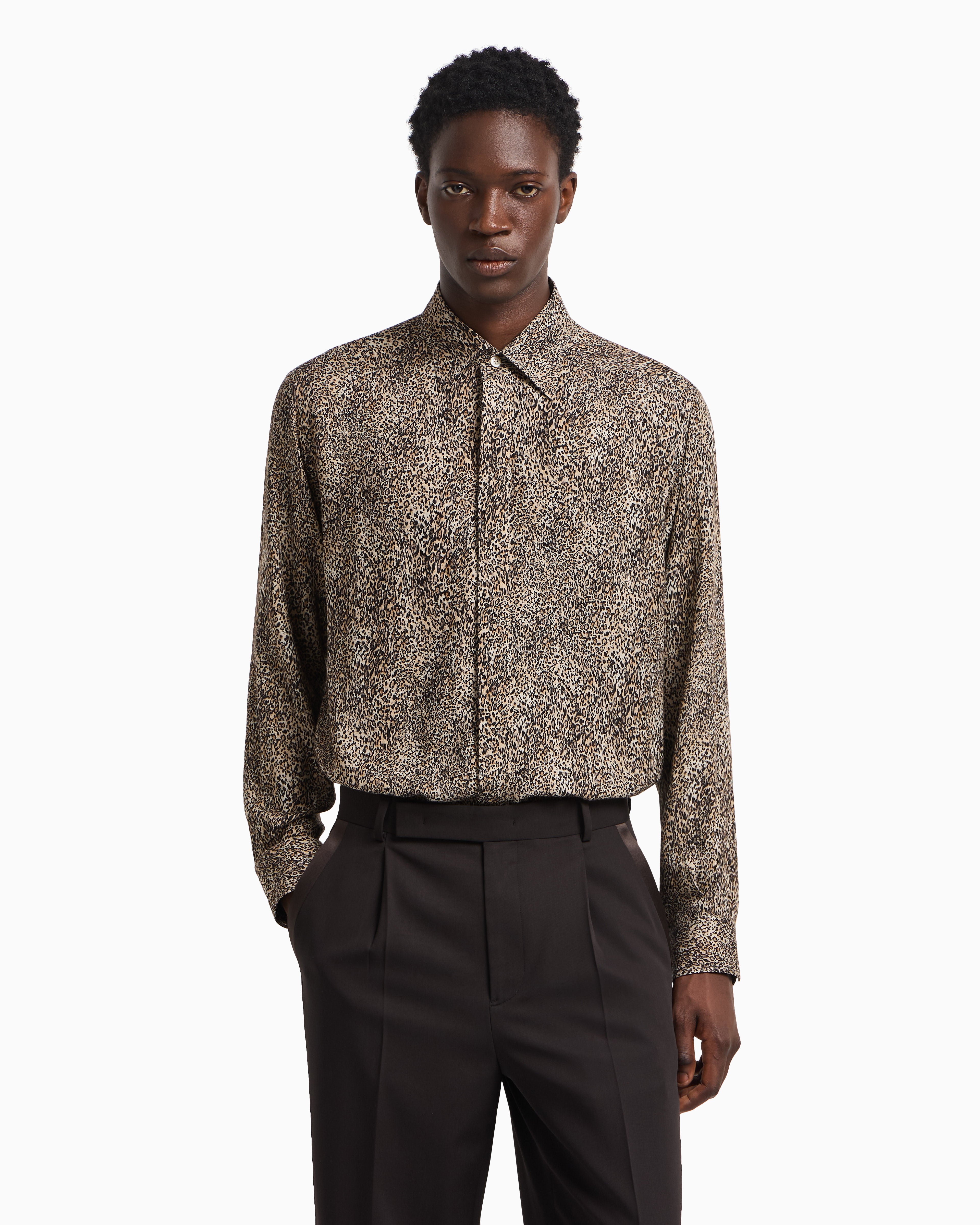 Emporio Armani Fluid-fabric shirt with animal print