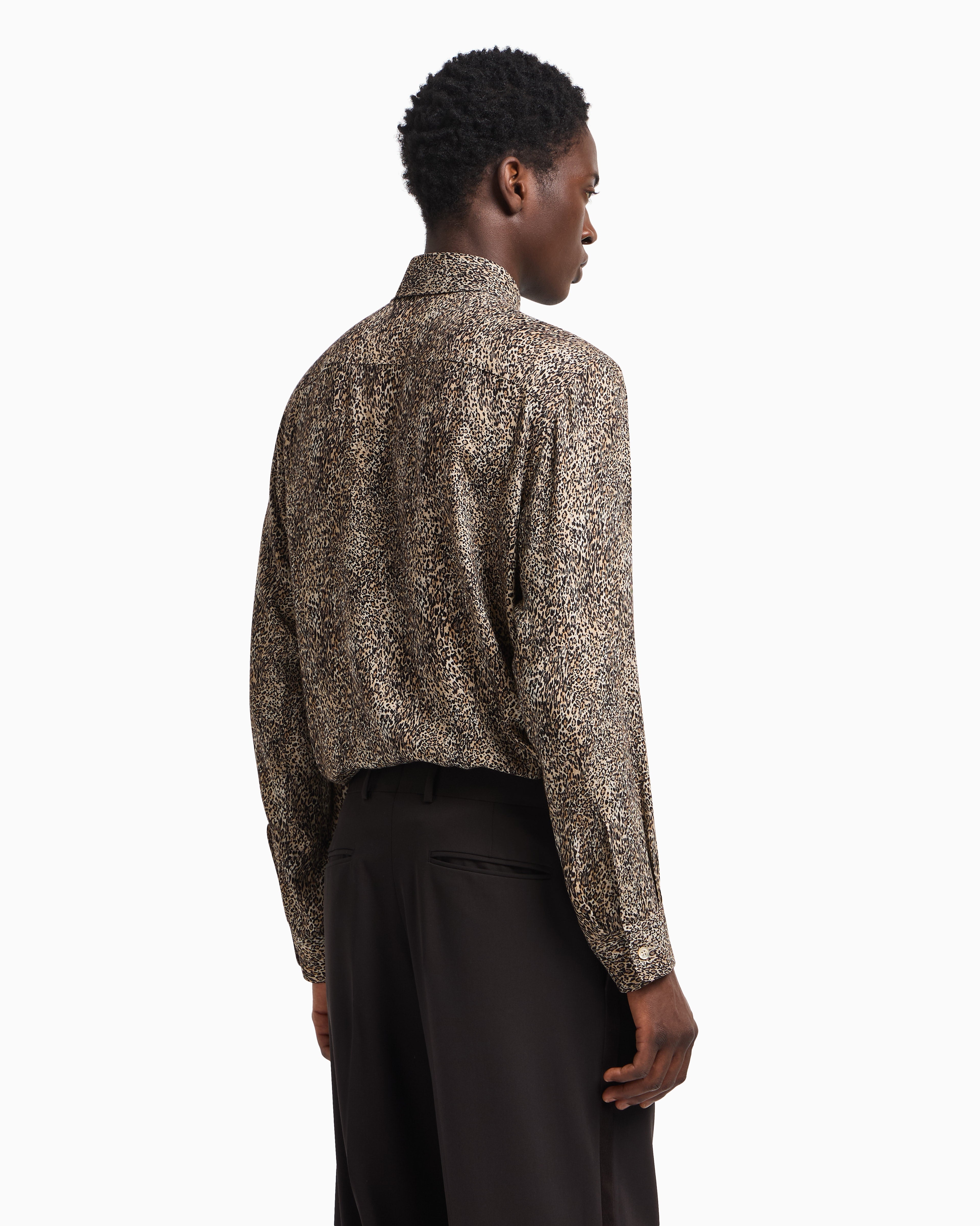 Emporio Armani Fluid-fabric shirt with animal print