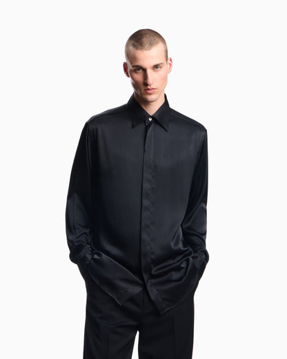 Emporio Armani Solid-colour, pleated fabric shirt