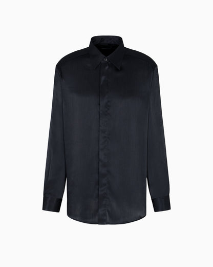 Emporio Armani Solid-colour, pleated fabric shirt