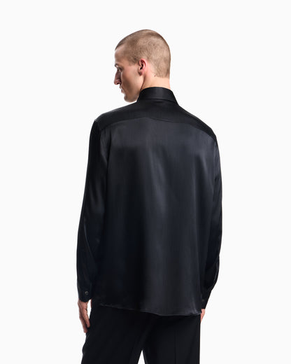Emporio Armani Solid-colour, pleated fabric shirt