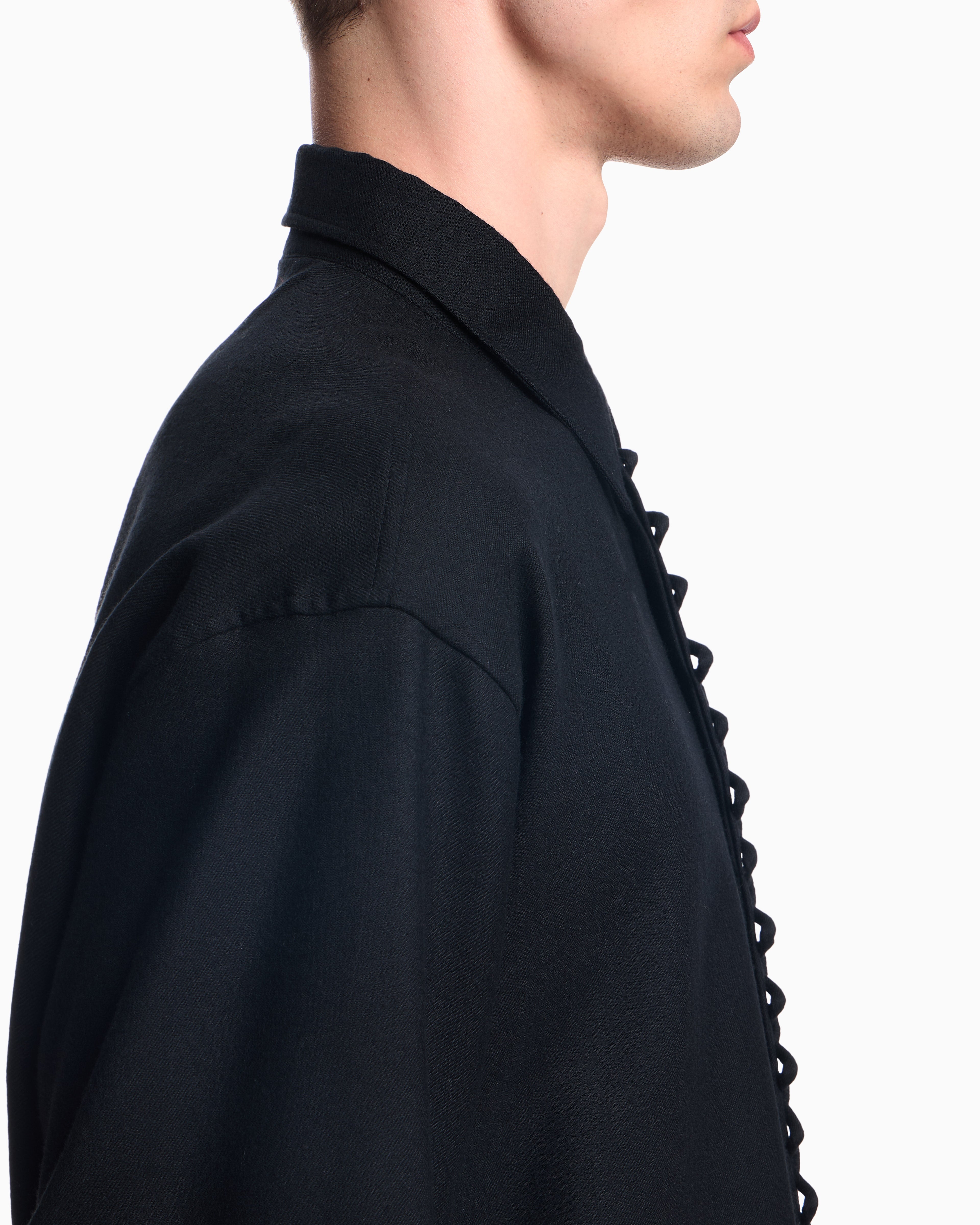 Emporio Armani Viyella wool shirt with zig-zag embellishment