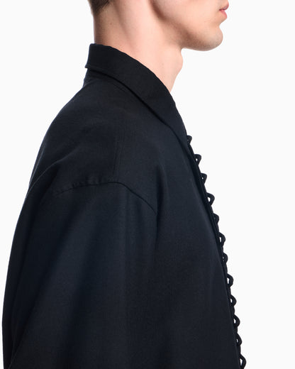 Emporio Armani Viyella wool shirt with zig-zag embellishment