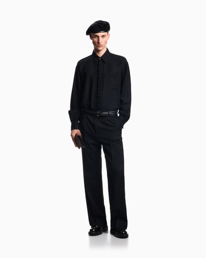 Emporio Armani Viyella wool shirt with zig-zag embellishment