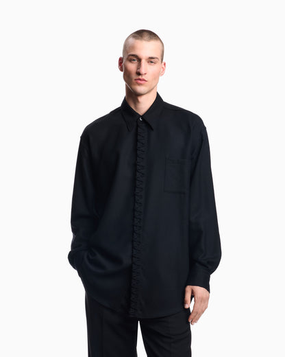 Emporio Armani Viyella wool shirt with zig-zag embellishment