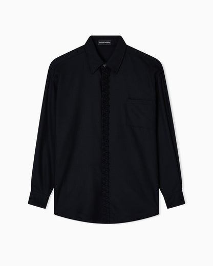 Emporio Armani Viyella wool shirt with zig-zag embellishment