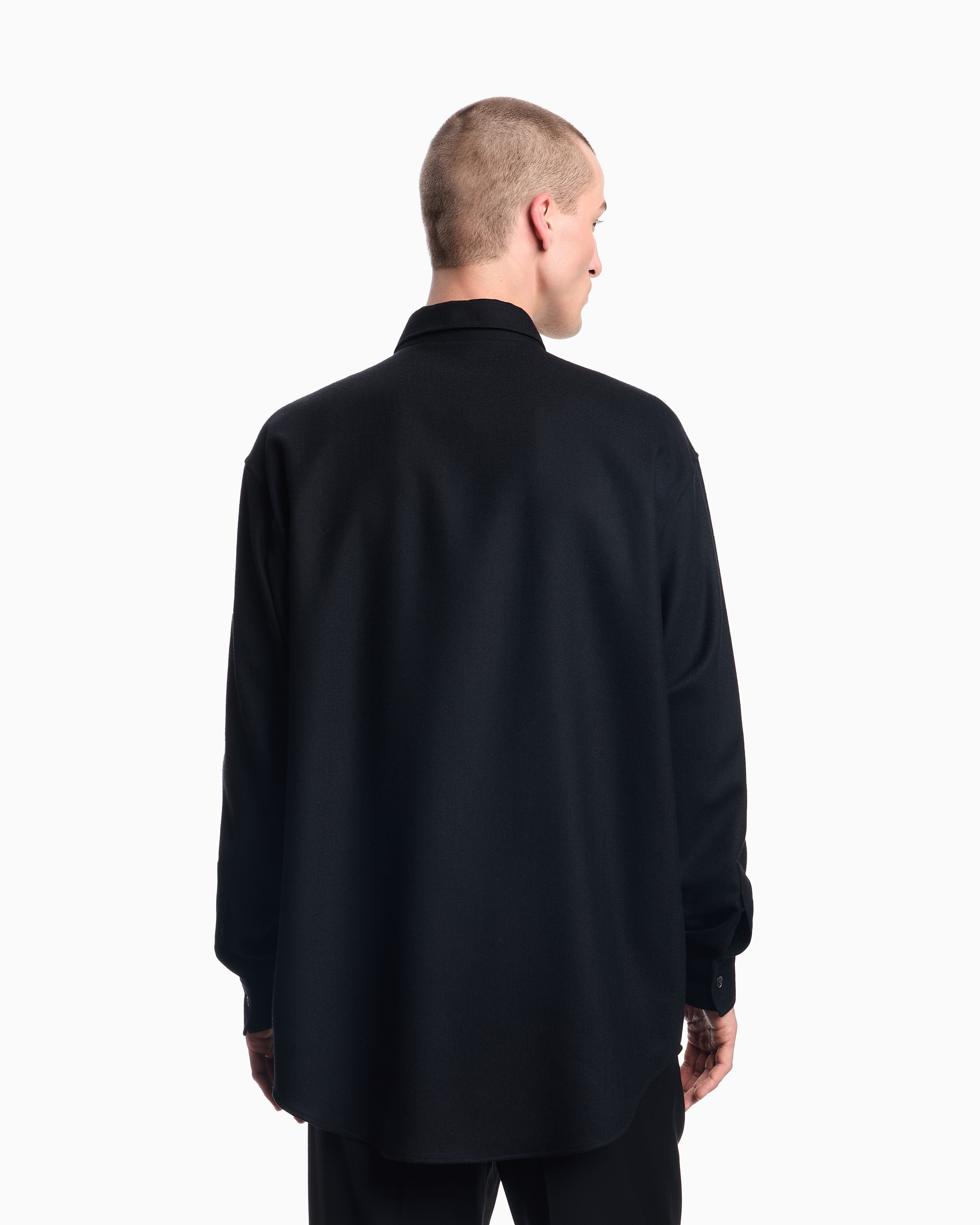 Emporio Armani Viyella wool shirt with zig-zag embellishment
