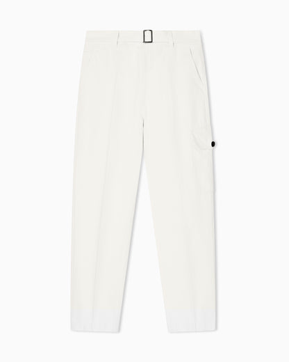 Emporio Armani Denim-effect twill cargo trousers with belt