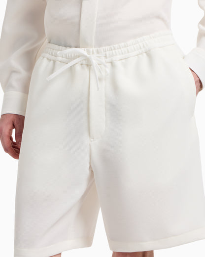 Emporio Armani Icon 3D piqué-effect crêpe jersey Bermuda shorts