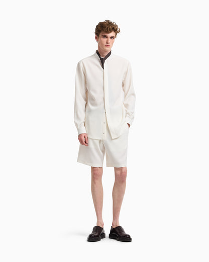 Emporio Armani Icon 3D piqué-effect crêpe jersey Bermuda shorts
