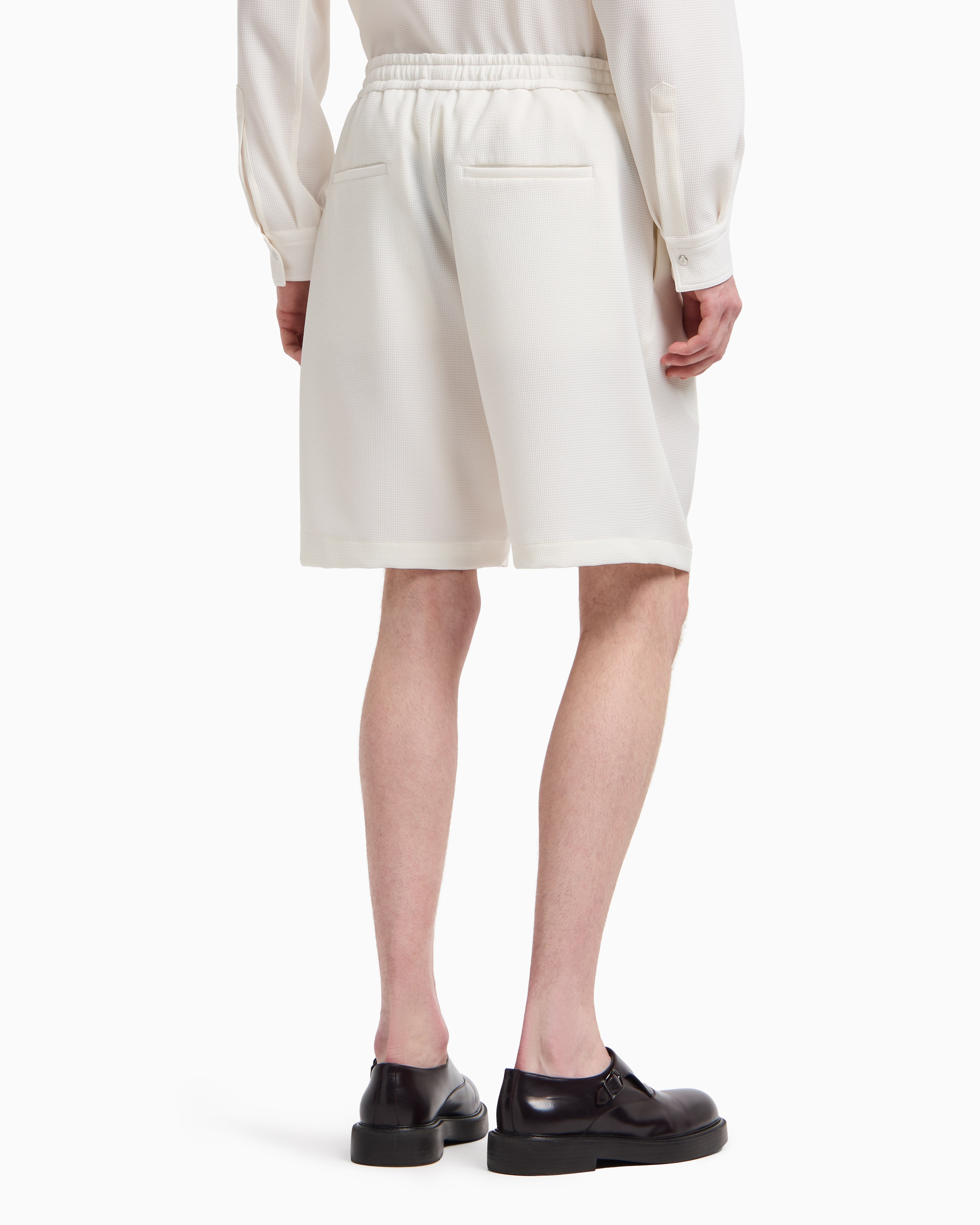 Emporio Armani Icon 3D piqué-effect crêpe jersey Bermuda shorts