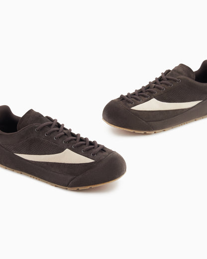 Emporio Armani Suede Sneakers With Micro-Perforated Details Brown