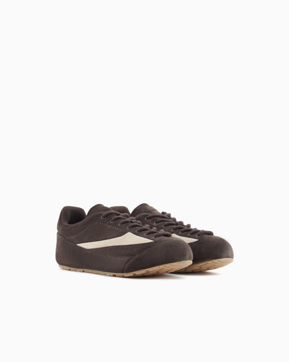 Emporio Armani Suede Sneakers With Micro-Perforated Details Brown