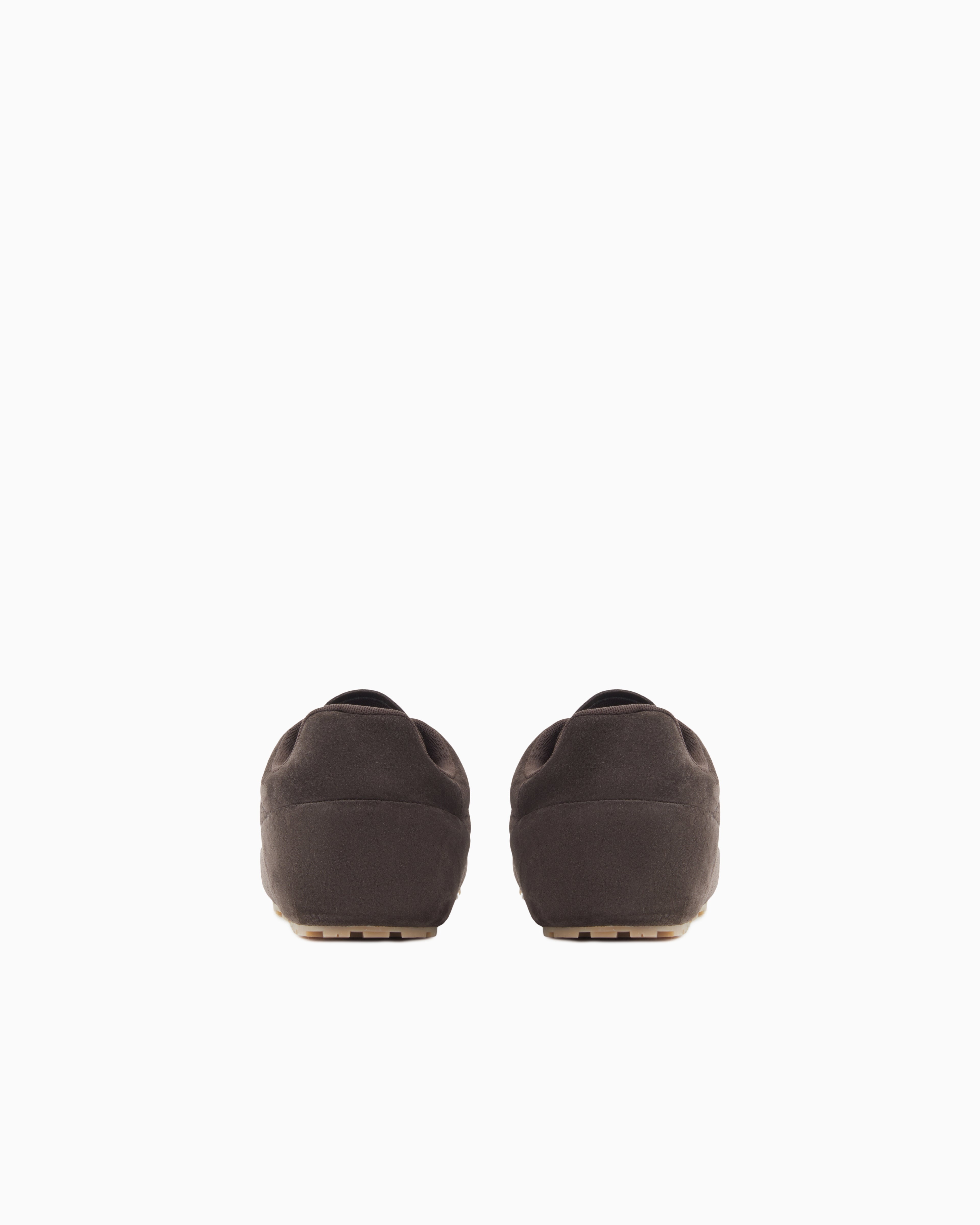 Emporio Armani Suede Sneakers With Micro-Perforated Details Brown