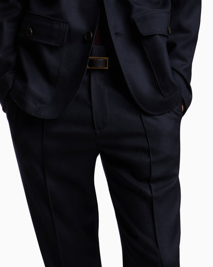 Emporio Armani Stretch-twill virgin-wool trousers with ribbing