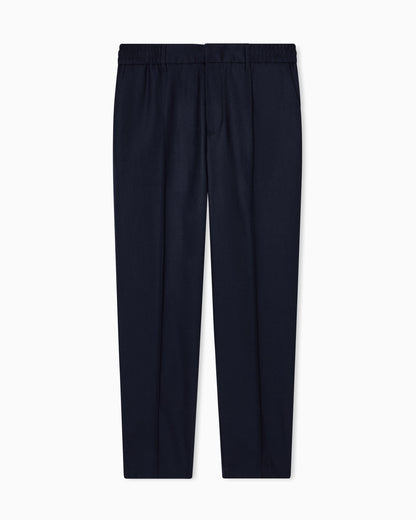 Emporio Armani Stretch-twill virgin-wool trousers with ribbing