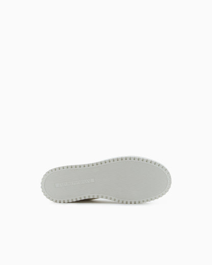 Emporio Armani Leather Sneakers With Oversized Ea Patch White