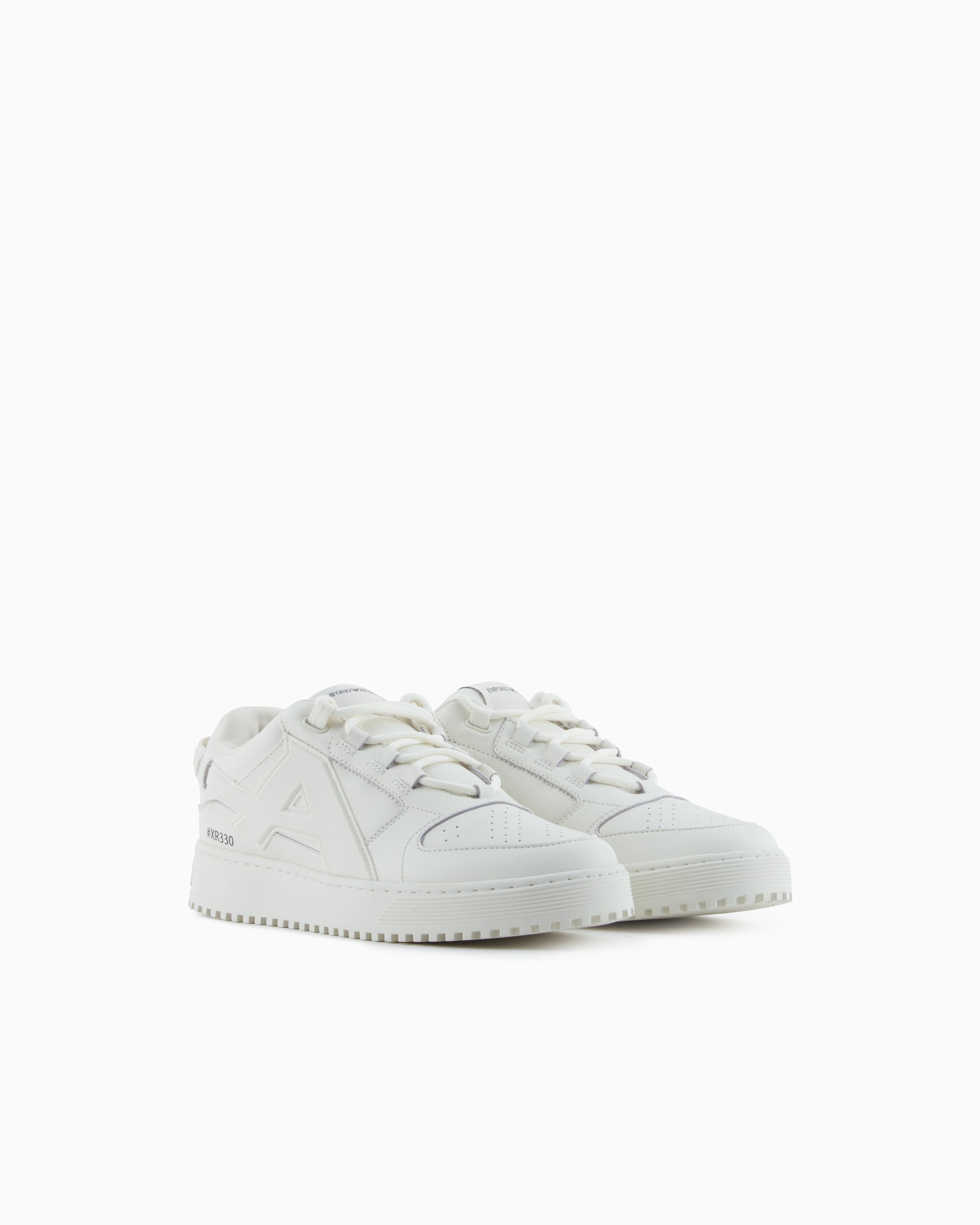 Emporio Armani Leather Sneakers With Oversized Ea Patch White