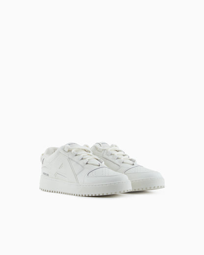 Emporio Armani Leather Sneakers With Oversized Ea Patch White