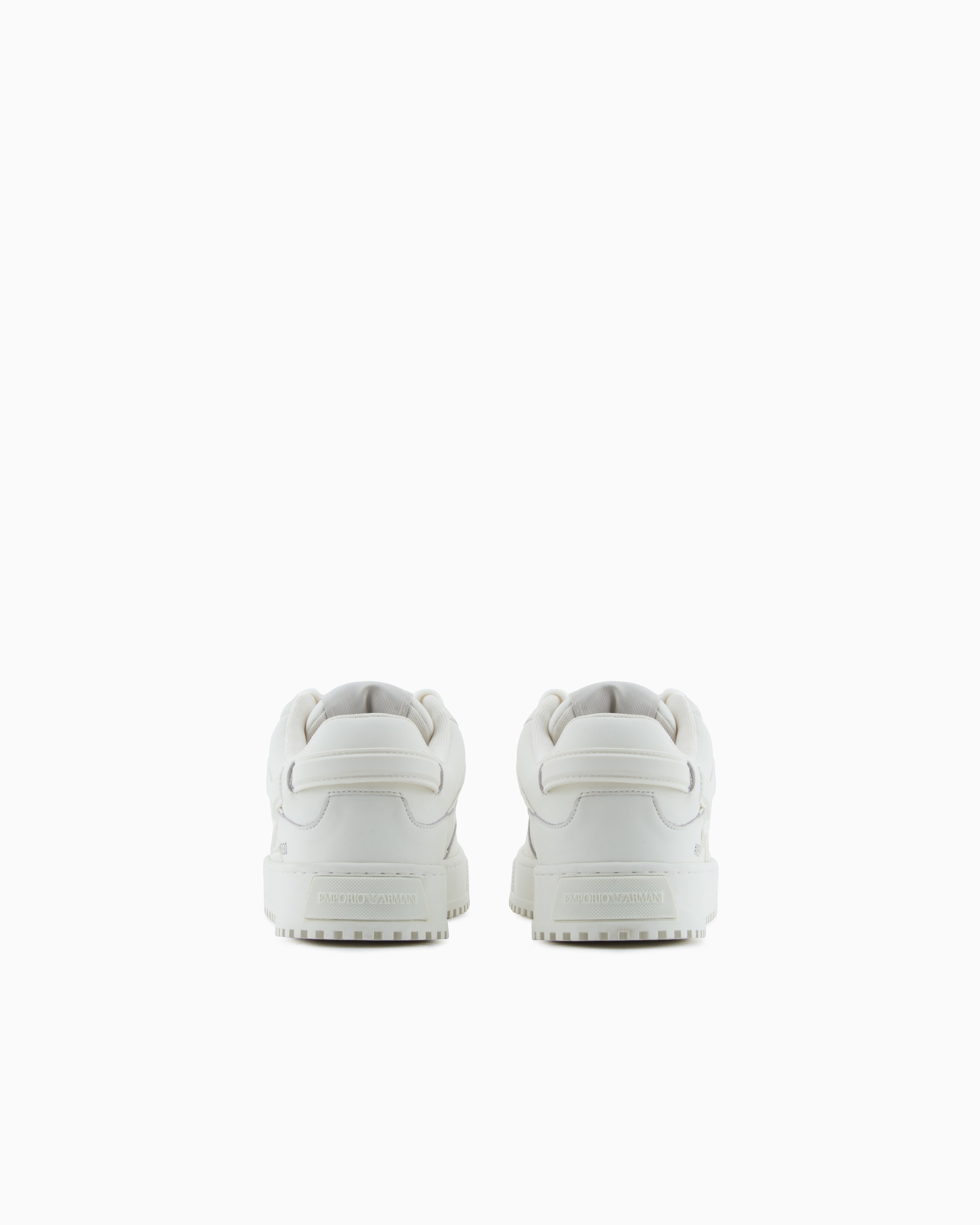 Emporio Armani Leather Sneakers With Oversized Ea Patch White